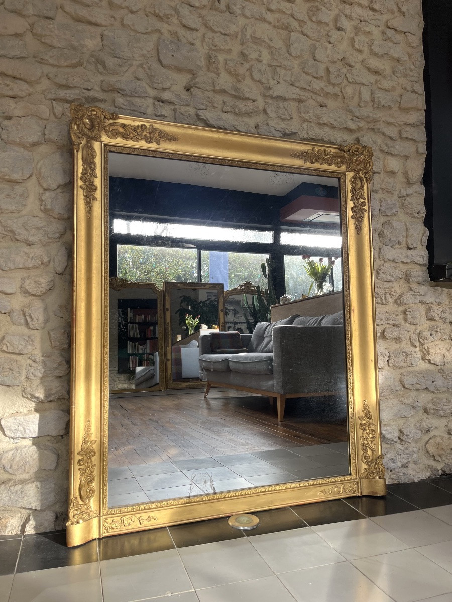 Antique Mirror Gilded With Gold Leaf, Mercury Glass 127cm/106cm-photo-3