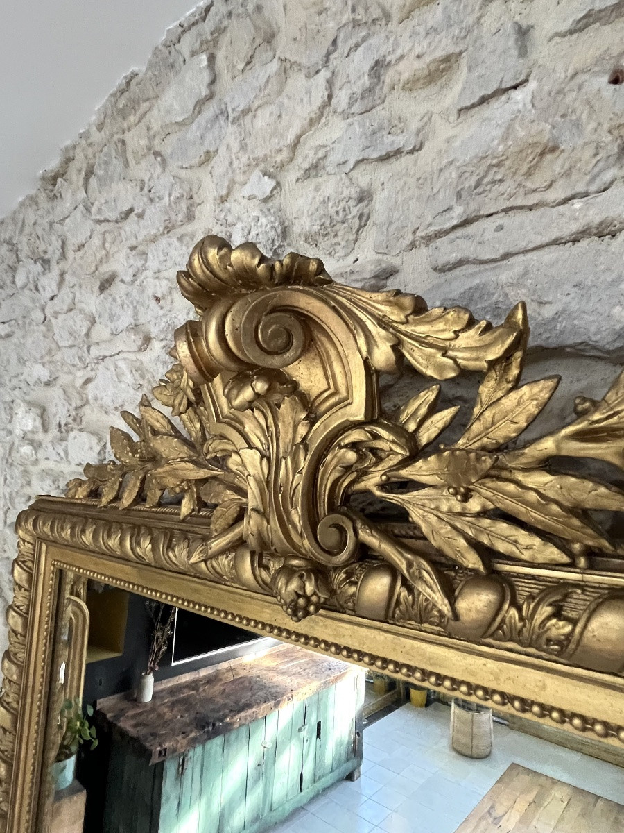 Large Gold Leaf Mirror 233cm/134.5cm Napoleon III, Fireplace Mirror, Decorative-photo-3