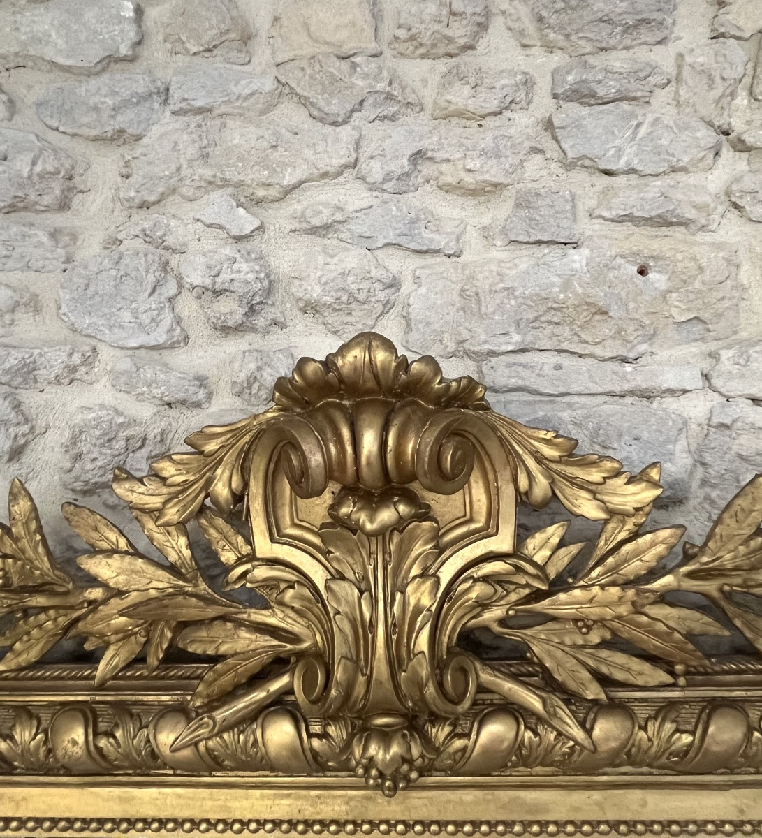 Grand Miroir Doré à La Feuille D’or 233cm/134,5cm Napoléon III, Miroir De Cheminée, Déco-photo-5