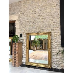 Empire Period Mirror Superb Gold Leaf, 132cm/100.5cm Mercury Glass, Parquet Back.