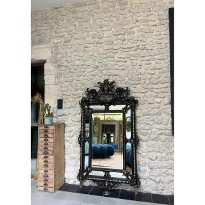 Antique Mirror With Glazing Beads, Napoleon III Period, 152cm/90cm, Beveled Glass 