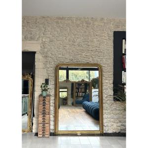 Antique Louis-philippe Fireplace Mirror Gold Leaf And Mercury Glass 170cm/118cm