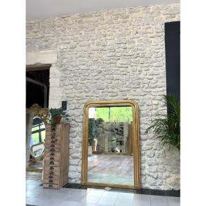 Antique Louis-philippe Mantelpiece Mirror With Gold Leaf And Pearls 129cm/89cm