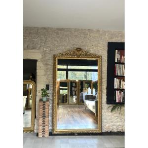 Large Gold Leaf Mirror 233cm/134.5cm Napoleon III, Fireplace Mirror, Decorative