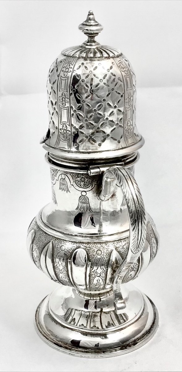 Régence Mustard Pot, Sterling Silver, 18th Century, Northern France Or Southern Netherlands-photo-3