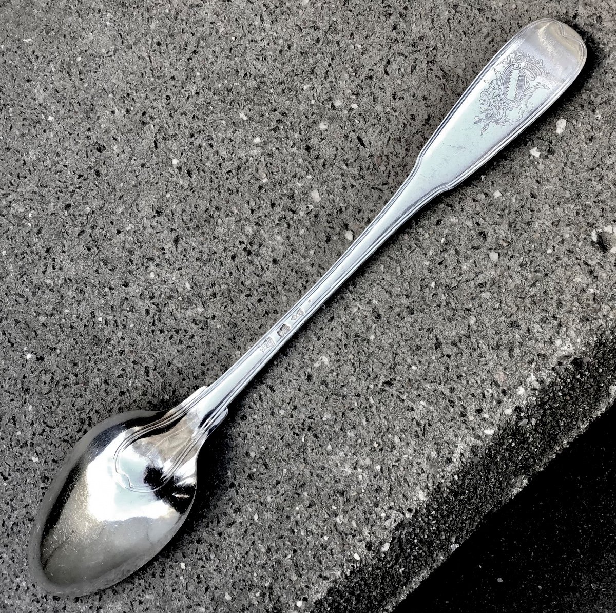 Stew Spoon, Rochefort, Circa 1750, Jacques Girard, Sterling Silver, General La Rochelle-photo-4