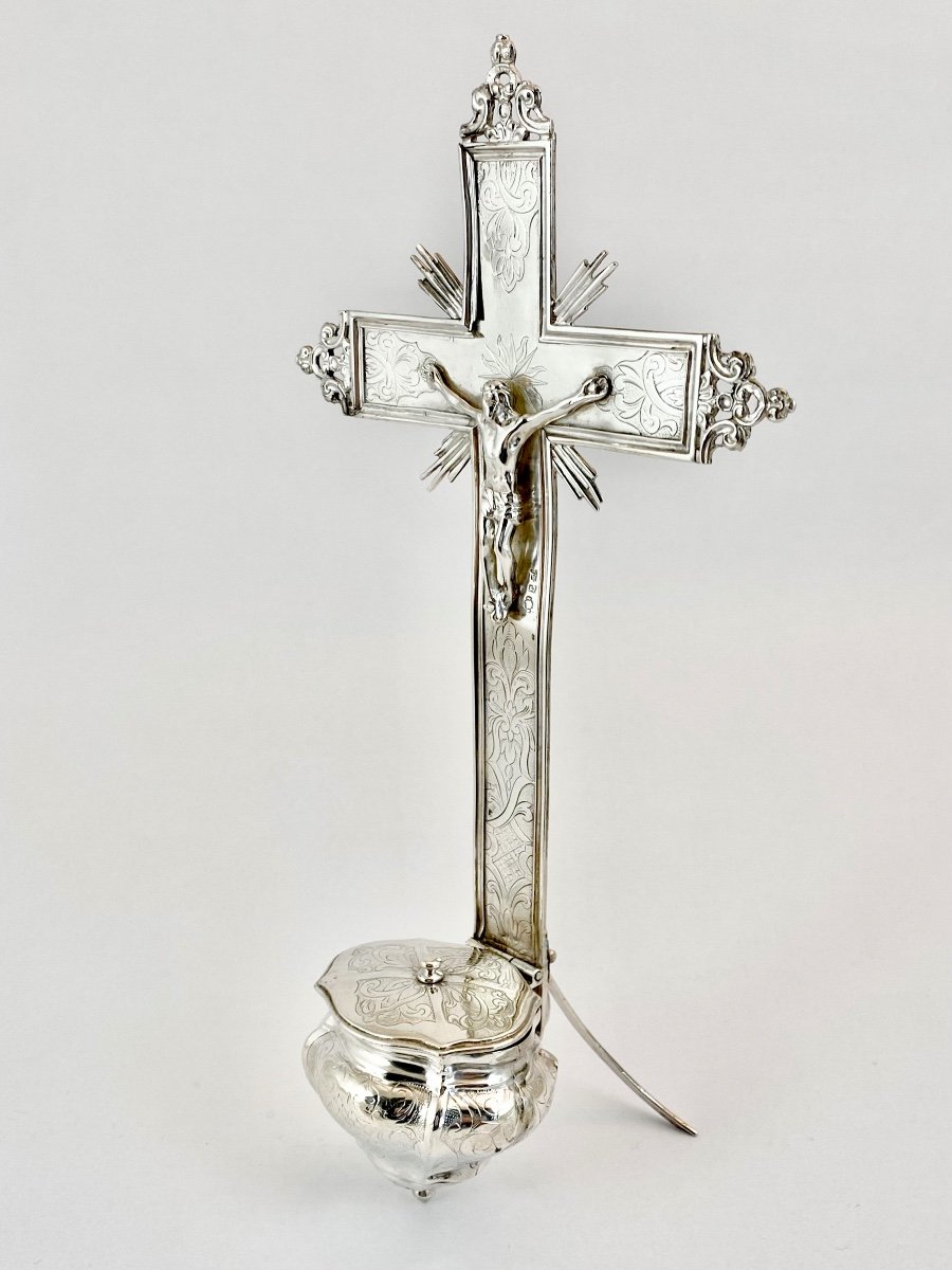 Holy Water Vessel , 1757, Mechelen, Sterling Silver, Master Marking With A Poppy-photo-4