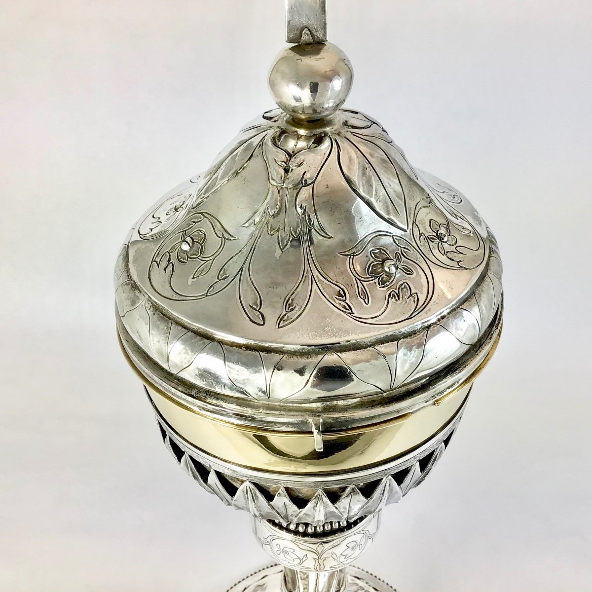 Giant Ciborium Louis XVI, 1798-1809, Bruges, Sterling Silver-photo-4