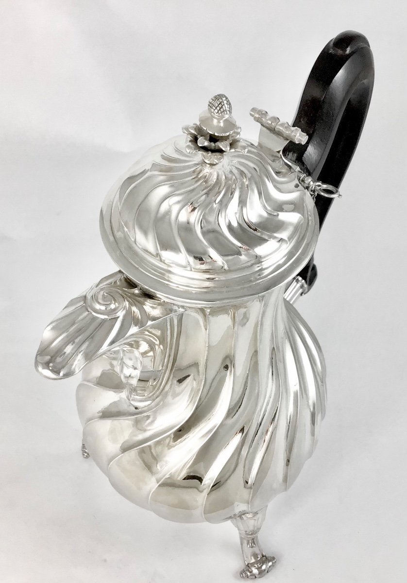 Coffee Pot, Tournai 1760, Laurent Detombe, Sterling Silver,-photo-4