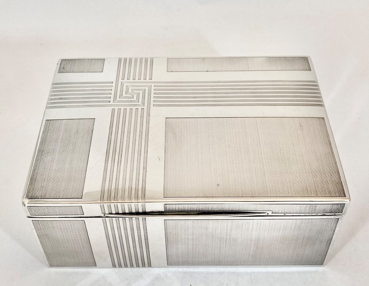 Cigar Box, Wolfers, Sterling Silver, Art Deco, Brussels Circa 1920-30-photo-2