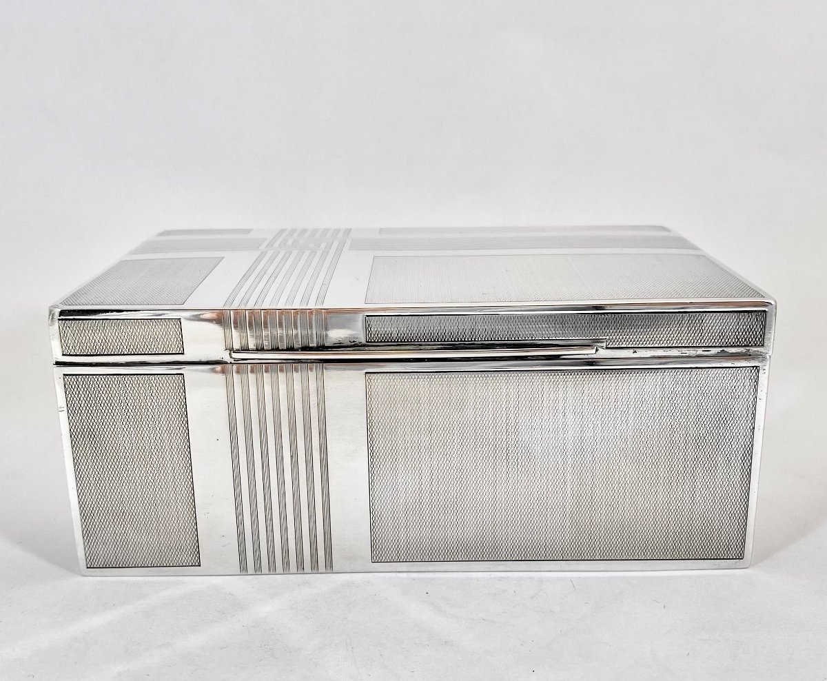 Cigar Box, Wolfers, Sterling Silver, Art Deco, Brussels Circa 1920-30-photo-3