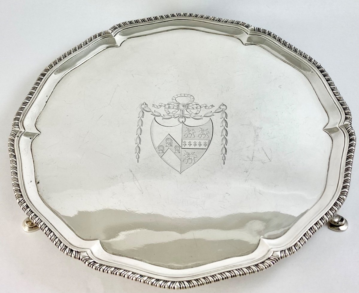 London 1774, Georgian Salver , Sterling Silver, John Carter Ii-photo-4