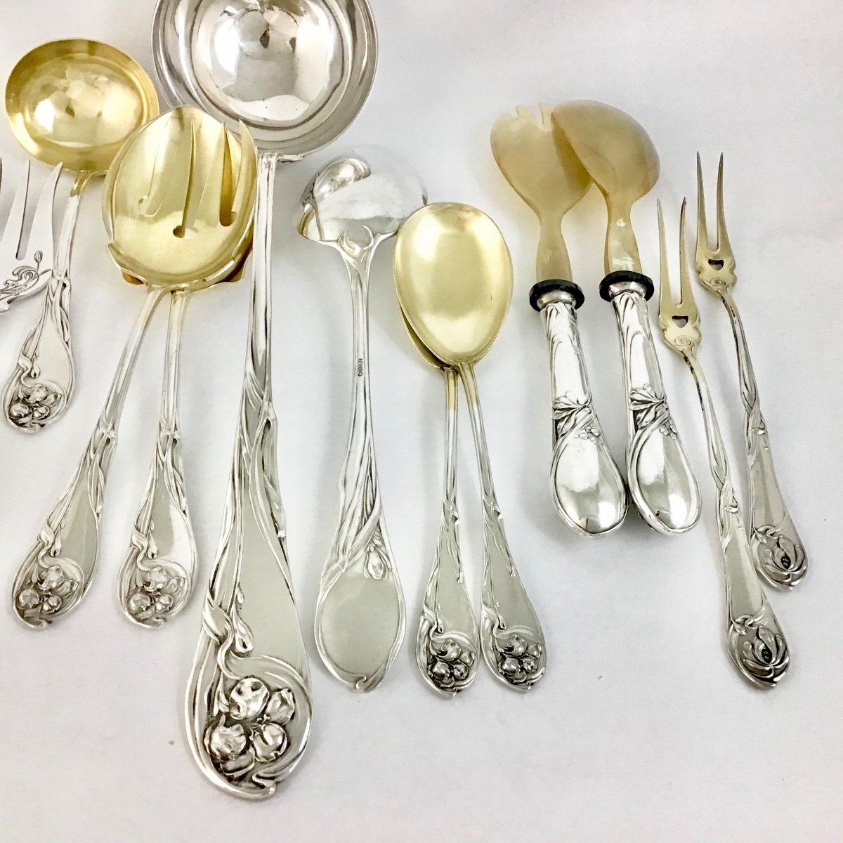 Canteen Of Cutlery, Sterling Silver, Art Nouveau, Model 2401, Brückmann For The Paris Expo 1900-photo-3