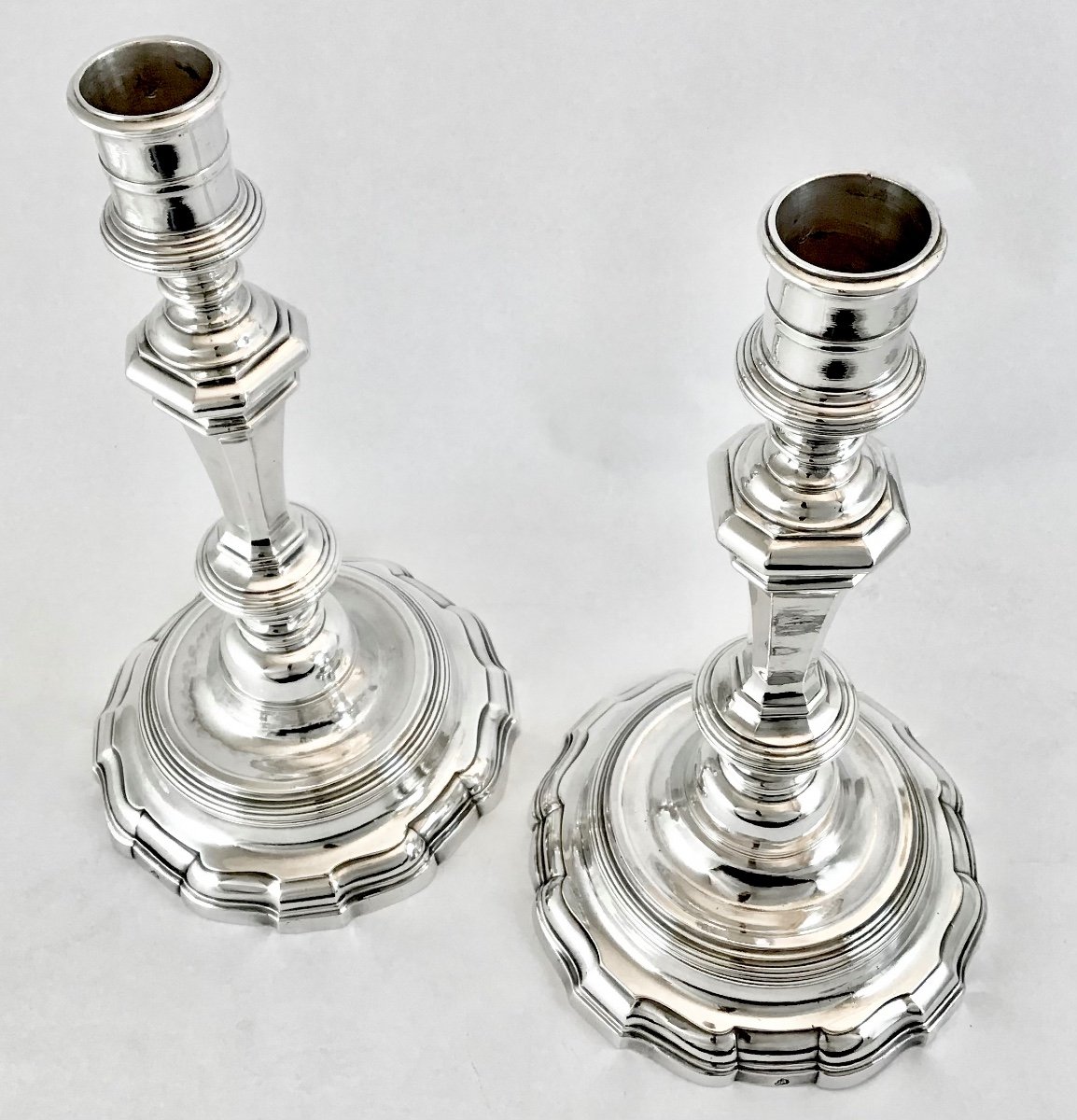 Paris 1743-44, Pair Of Sterling Silver Candlesticks By Henri François Dion -photo-5