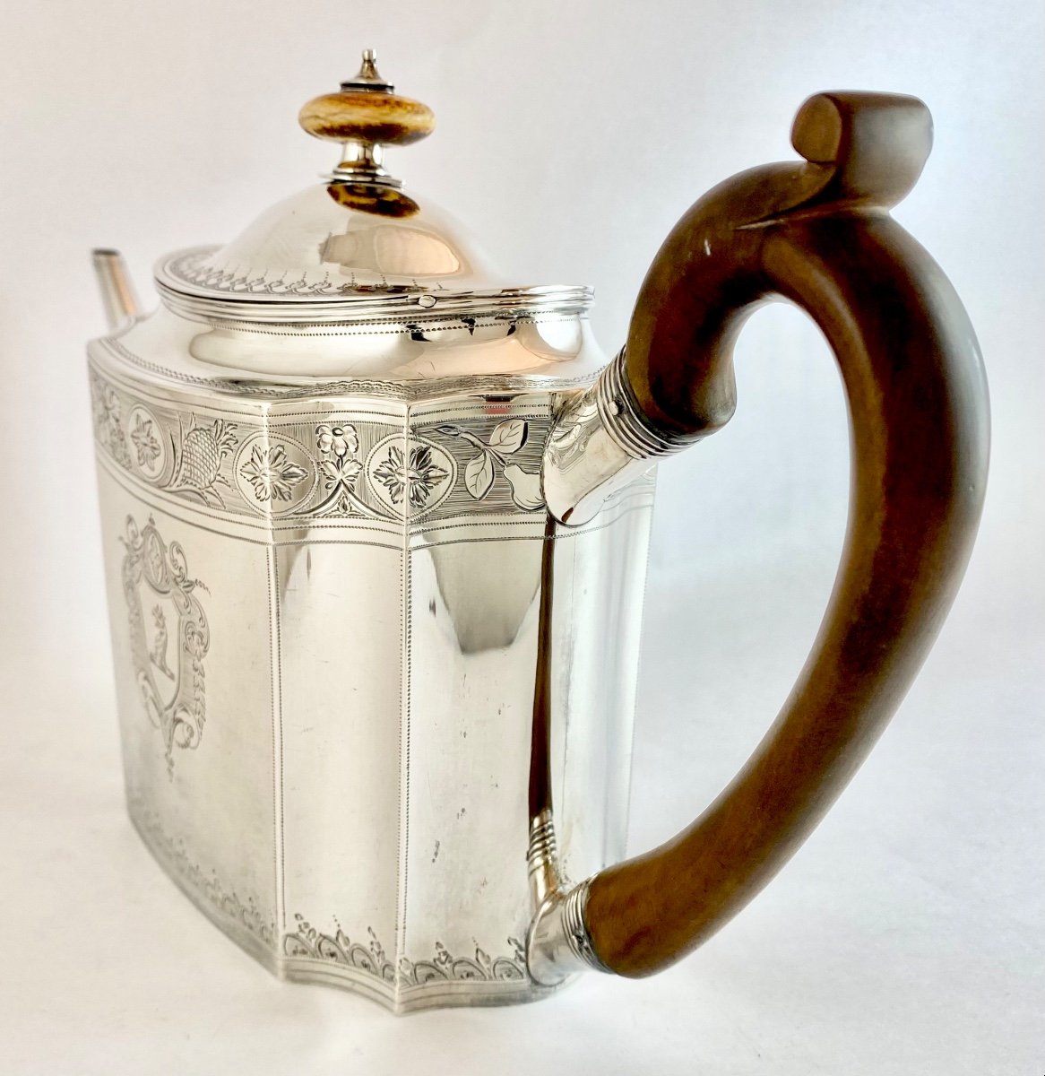 London 1794, George III Teapot, Sterling Silver, John Crouch & Thomas Hannam-photo-3