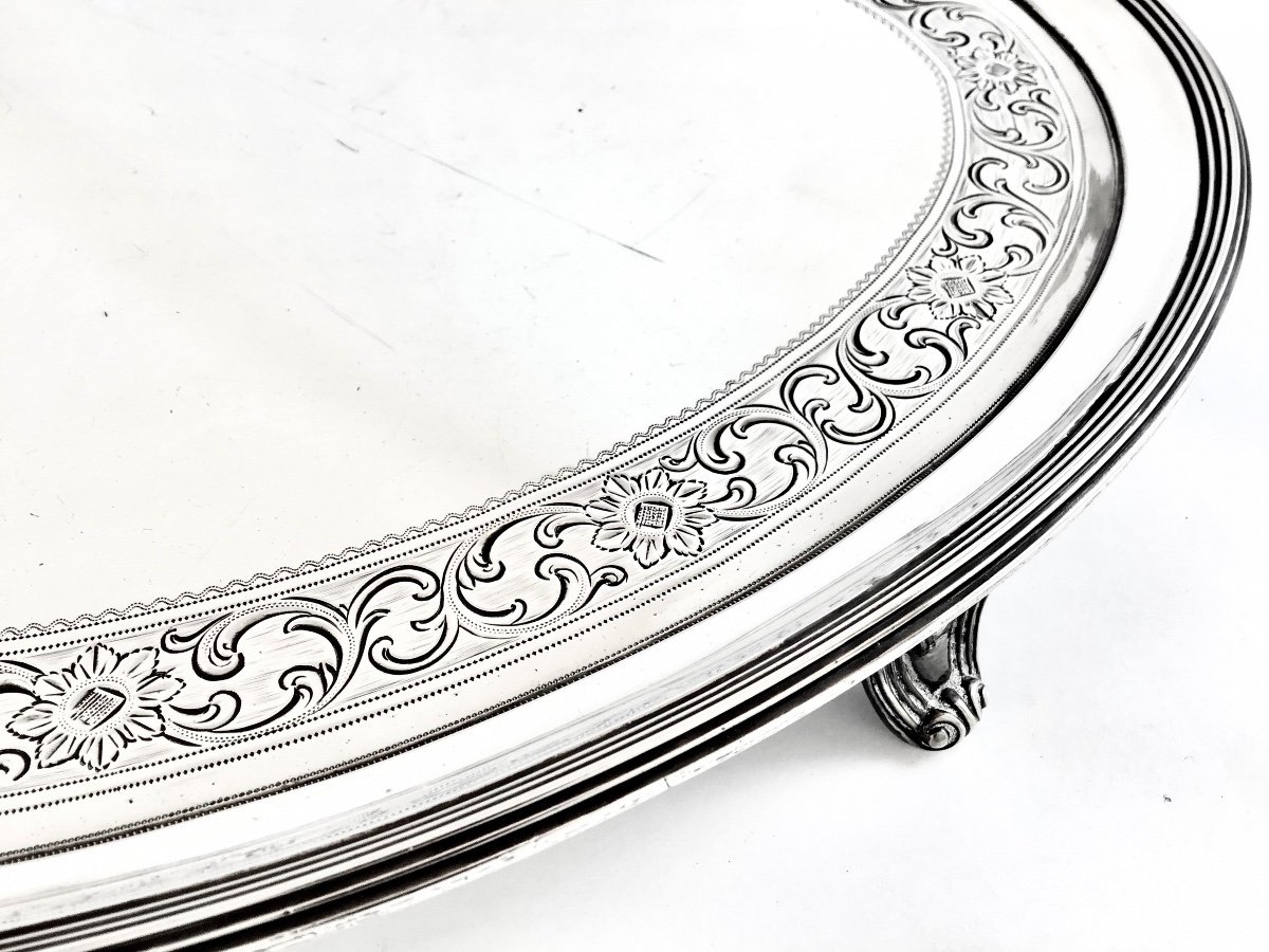 London 1794, Large Oval Salver , John Cotton & Thomas Head, Sterling Silver, George III-photo-2