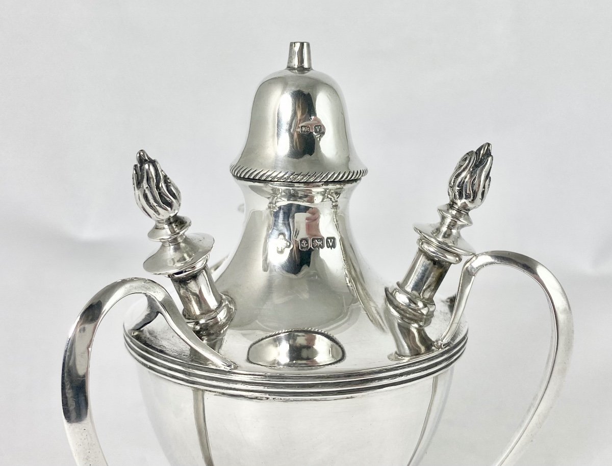 Table Lighter In Sterling Silver, Birmingham 1920, Smoking Lamp-photo-2