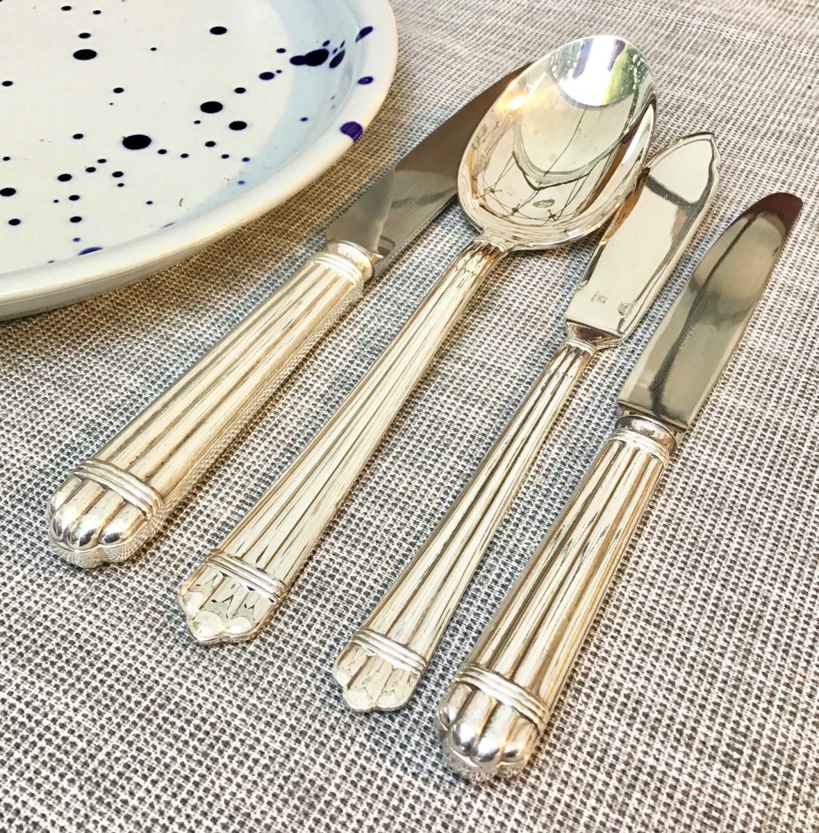 Set Of Cutlery  139 Pieces, Aria, Christofle, Complete For 12 People, Canteen ,silver Plate -photo-3