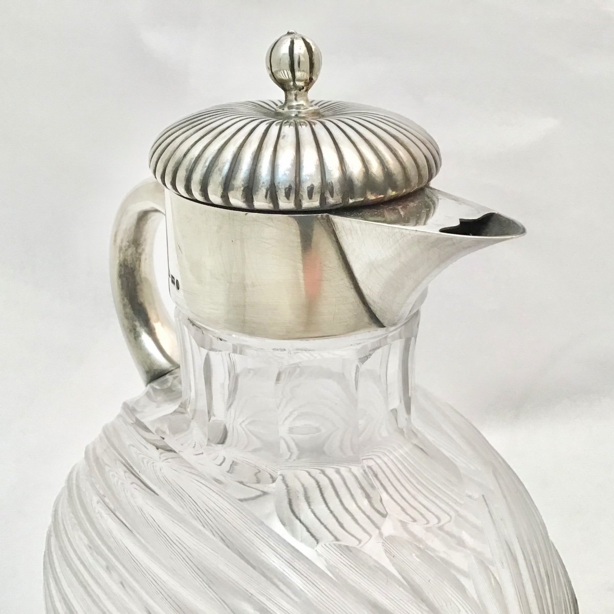 Ewer, Silver And Crystal, Birmingham 1887, Clairet Jug -photo-1