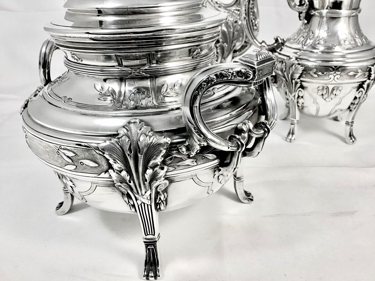 Tea Service In Sterling Silver, Paris 1884-1910, Henri Soufflot, Louis XVI Style-photo-5