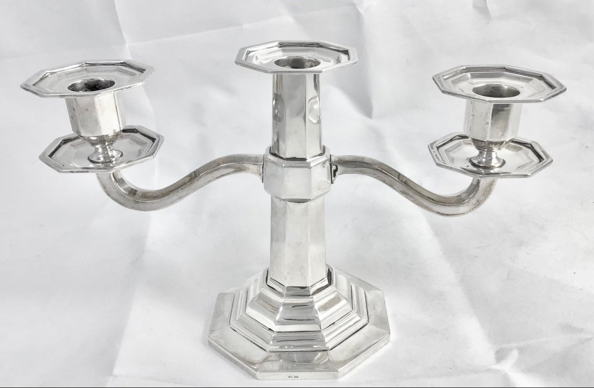 Wolfers, Circa 1925-35, Sterling Silver, Art Deco Candelabra, Brussels -photo-2