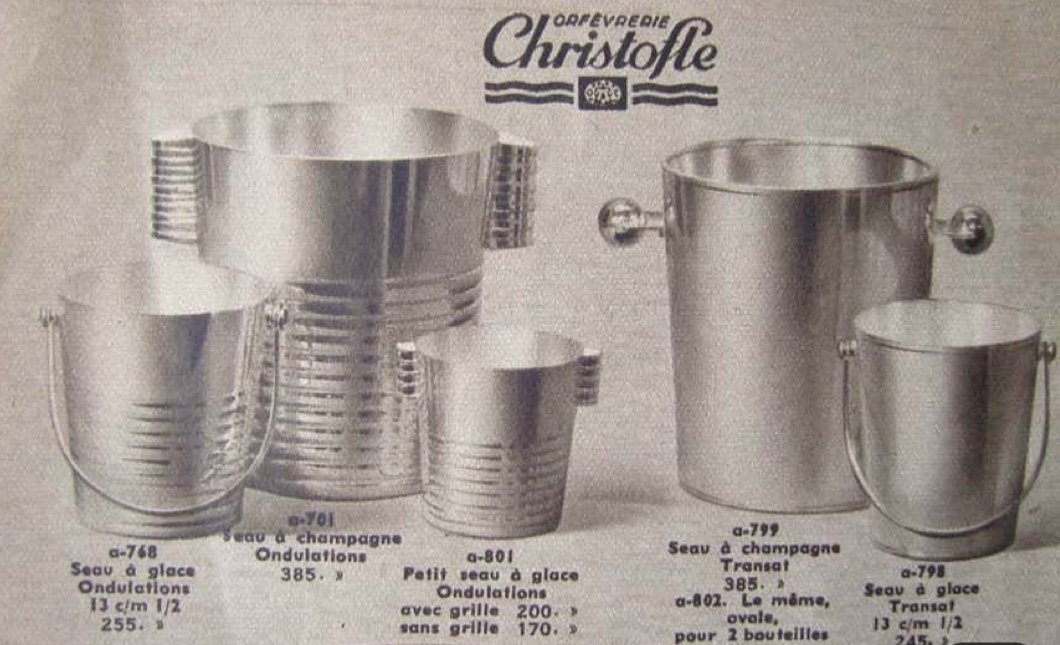 Champagne Bucket And Ice Bucket, Ondulations , Luc Lanel For Christofle, Silver Metal -photo-7