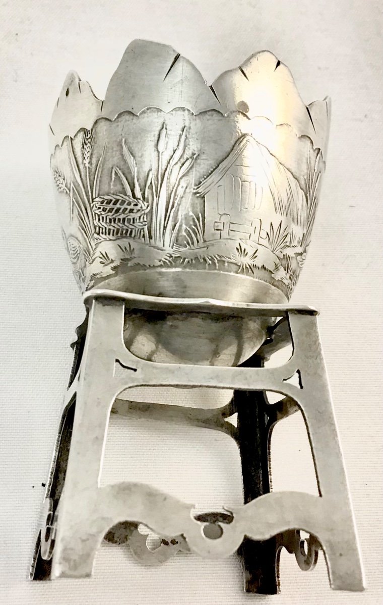 Egg Cup In Sterling Silver, France 1880-1900-photo-1