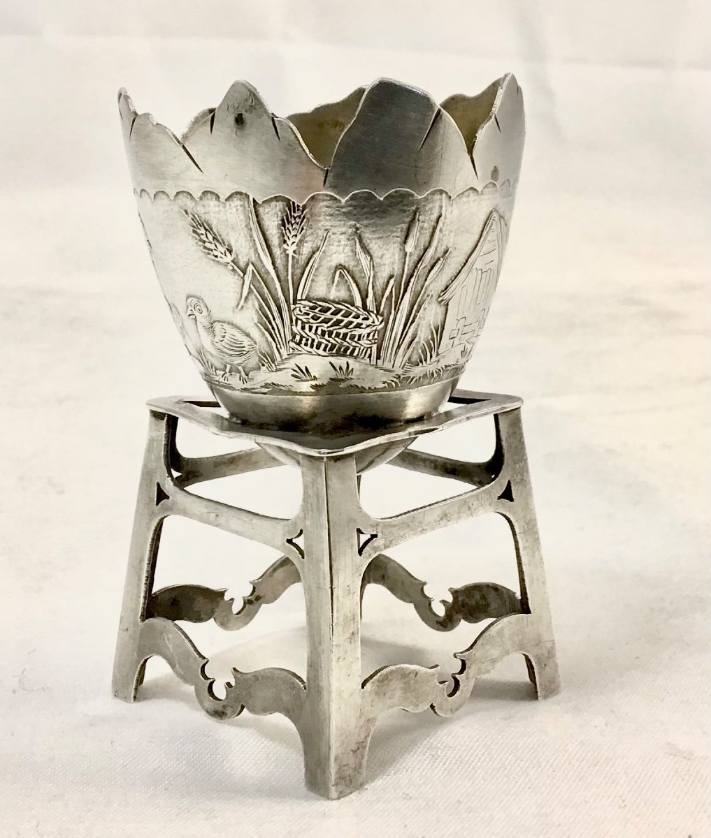 Egg Cup In Sterling Silver, France 1880-1900-photo-2