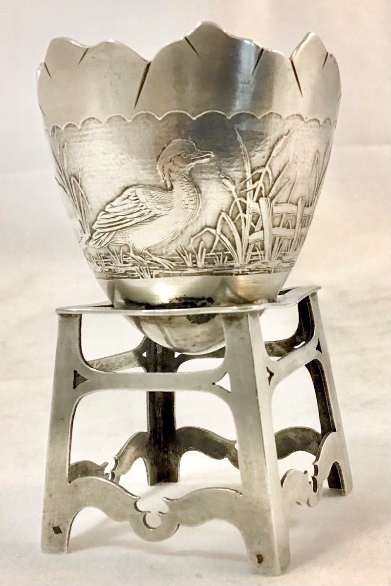 Egg Cup In Sterling Silver, France 1880-1900-photo-5