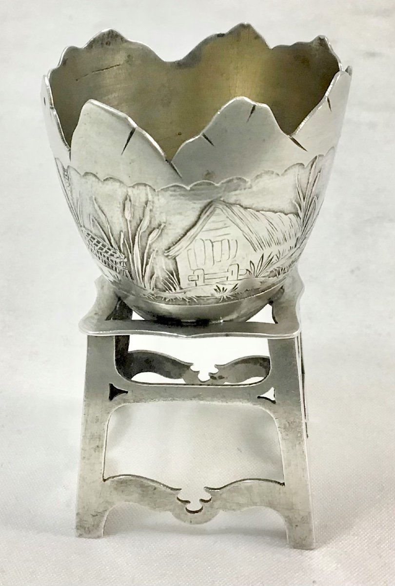 Egg Cup In Sterling Silver, France 1880-1900-photo-6