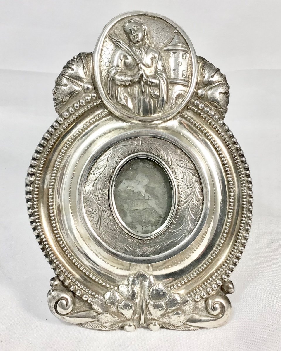 Reliquaire Osculatoire , Sainte-barbe, Argent Massif , Baiser De Paix , Vers 1780-1800-photo-7