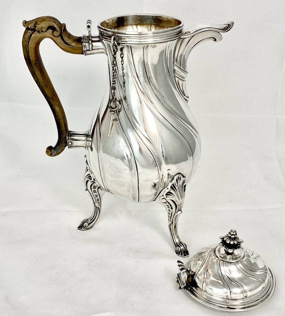 Mons 1768, Louis XV Coffee Pot, Sterling Silver, Master With Ardent Heart-photo-3