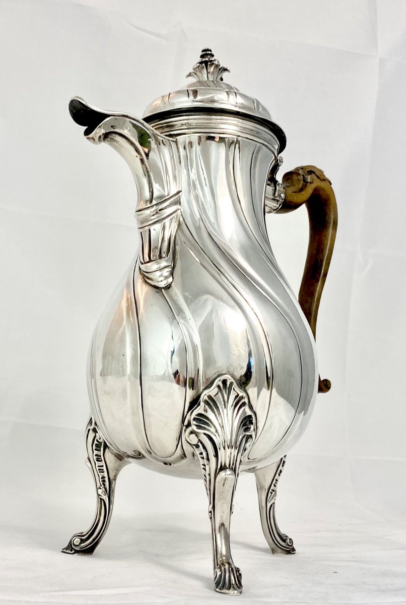 Mons 1768, Louis XV Coffee Pot, Sterling Silver, Master With Ardent Heart-photo-2