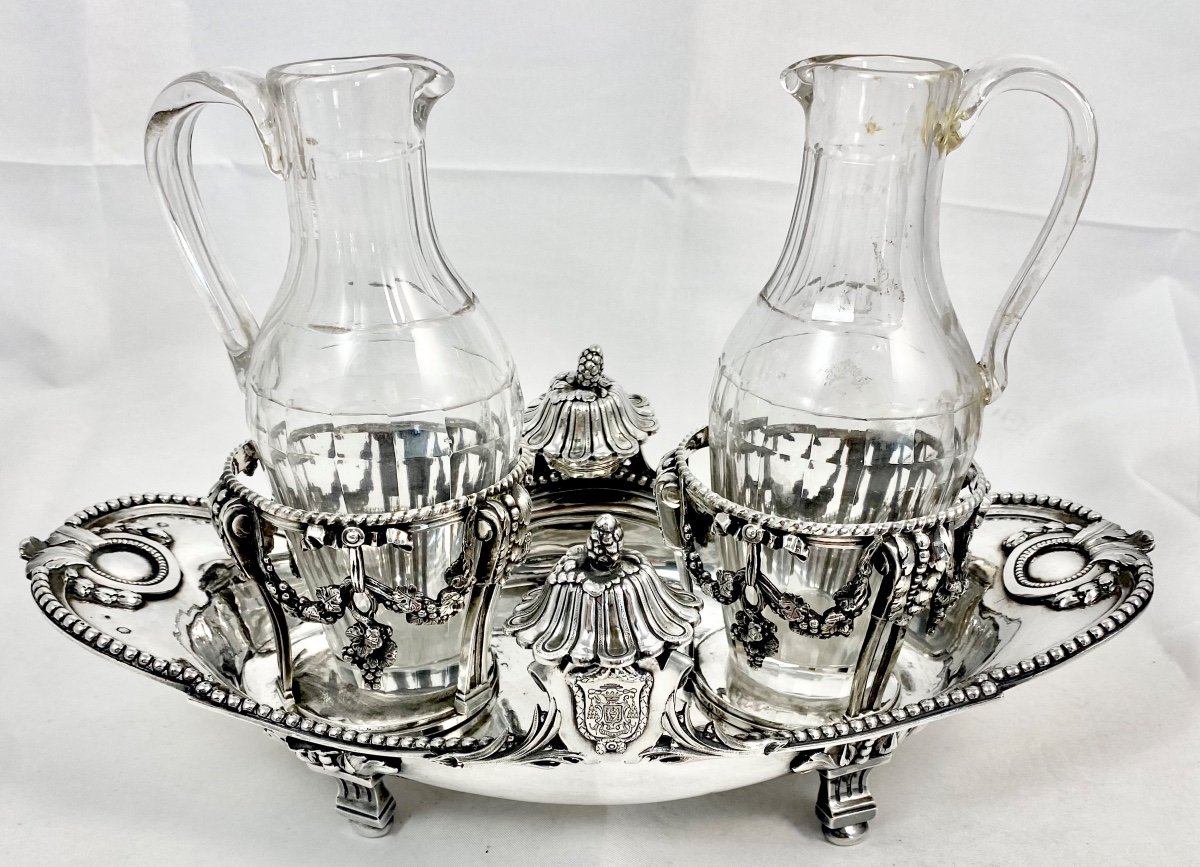 Paris 1780, Cruet With The Coat Of Arms Of The Bishop Of Arras, Mgr. Lequette, Solid Silver-photo-2