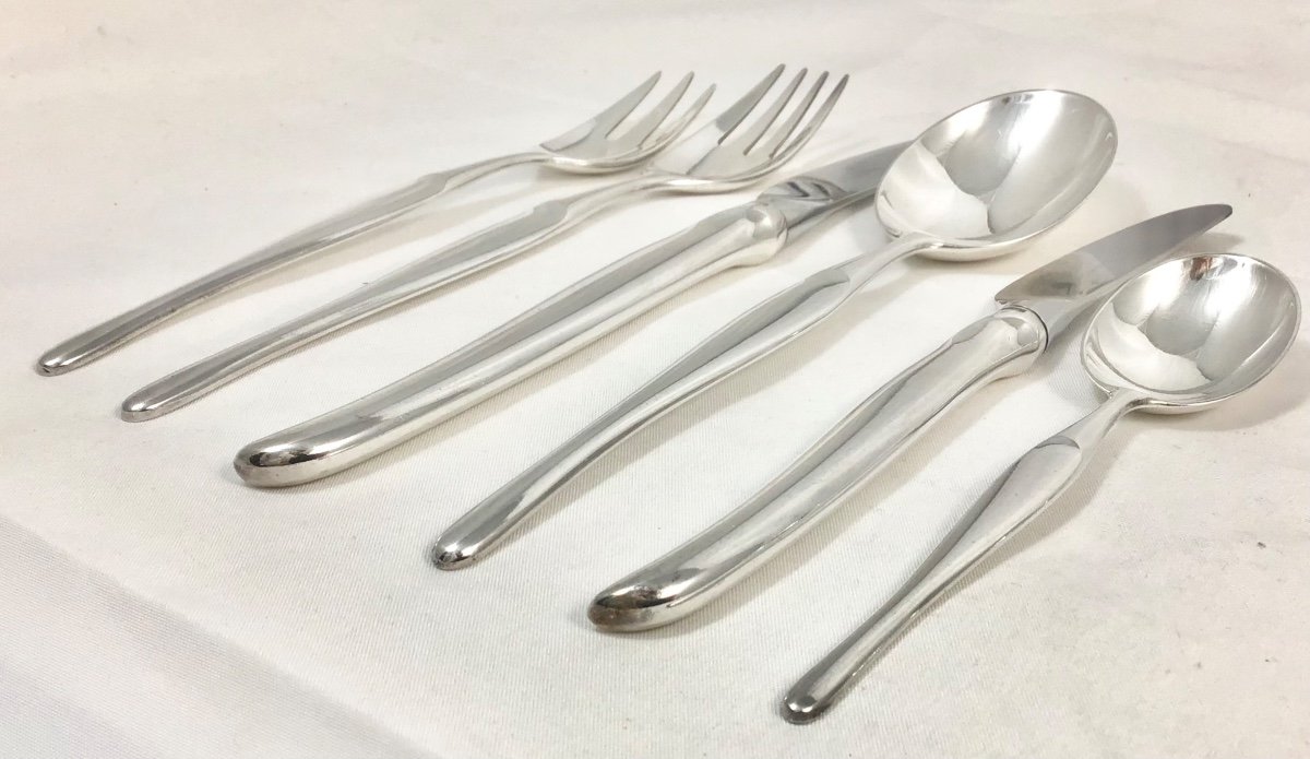 Cutlery Set  “duo”, 1957,by  Tapio Wirkala For Christofle, 85 Pieces , 12 Place Settings-photo-3