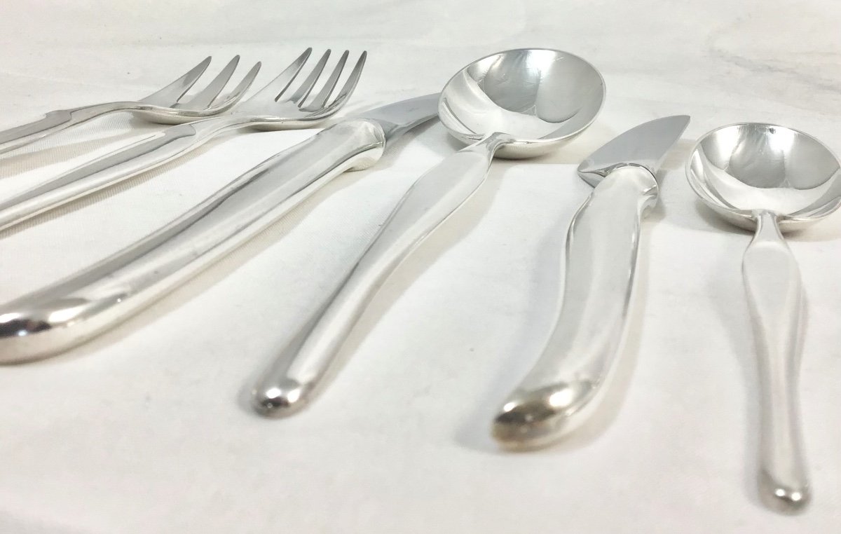 Cutlery Set  “duo”, 1957,by  Tapio Wirkala For Christofle, 85 Pieces , 12 Place Settings-photo-1