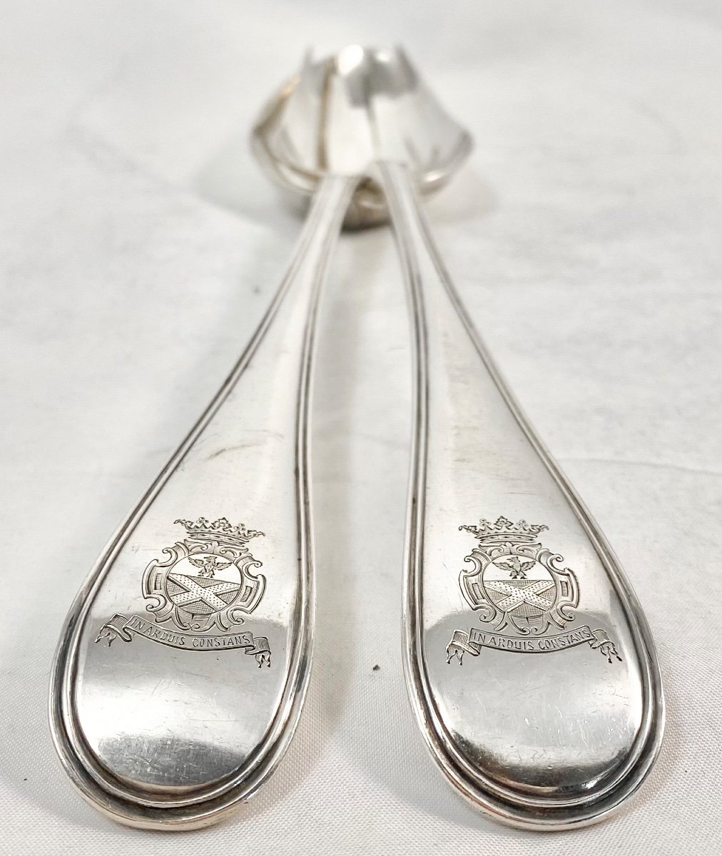 Amsterdam 1782, Serving Spoons, Barons Constant De Rebecq, Sterling Silver, Salad Cutlery-photo-3