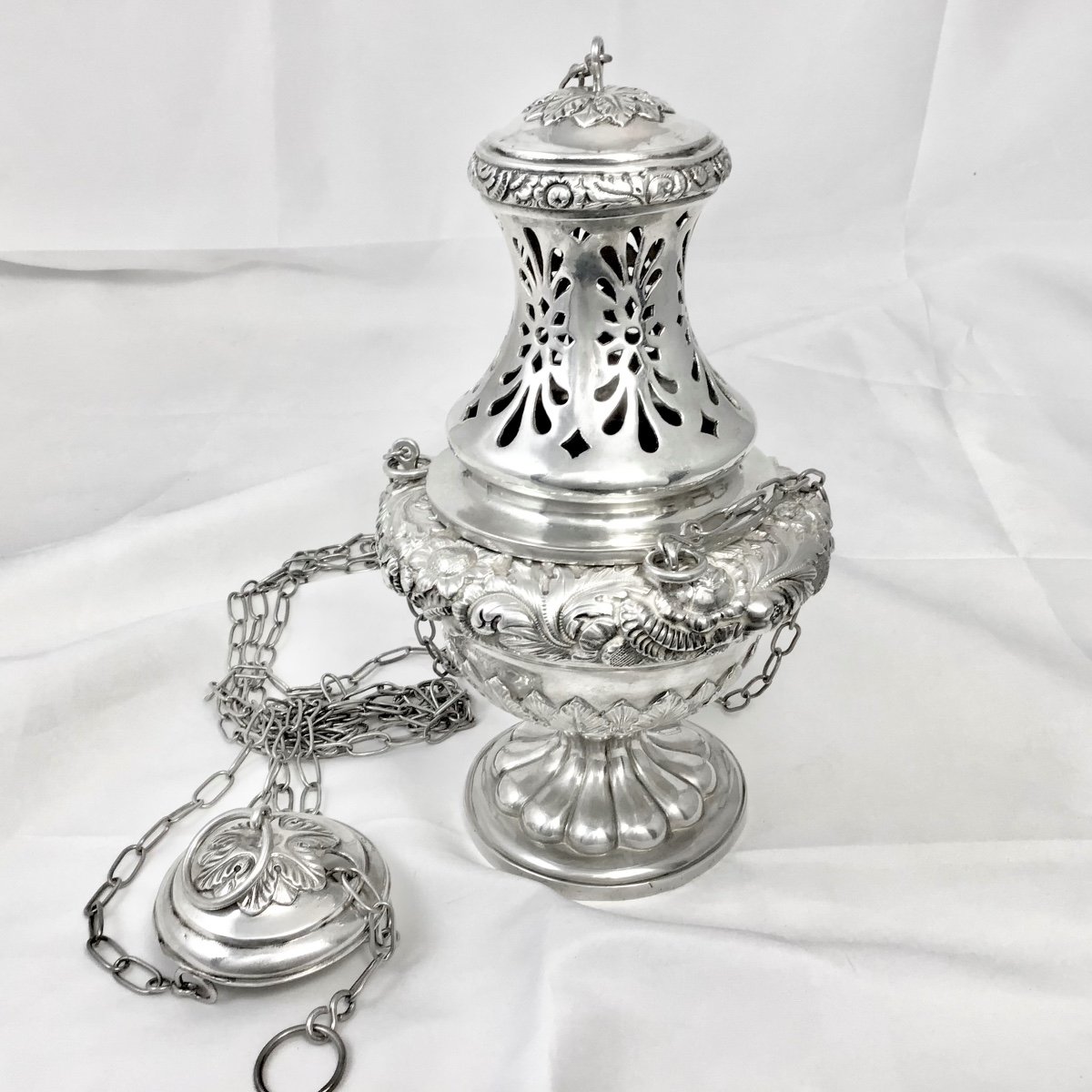 Brussels 1840-1860, Sterling Silver, Censer, Louis Wolfers-photo-4