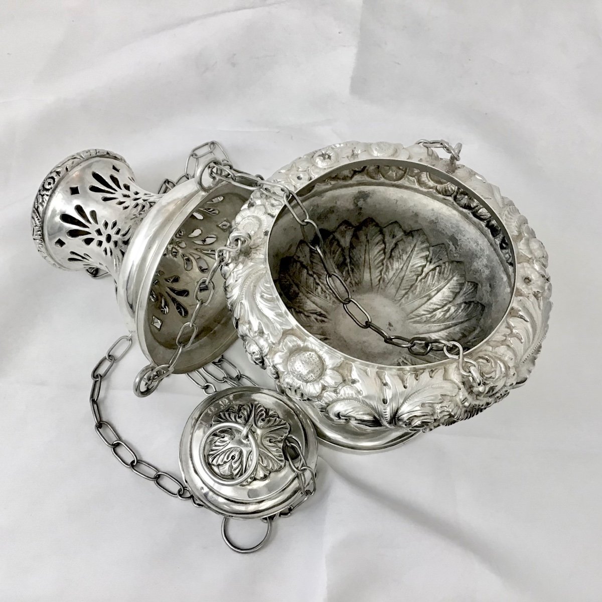 Brussels 1840-1860, Sterling Silver, Censer, Louis Wolfers-photo-3