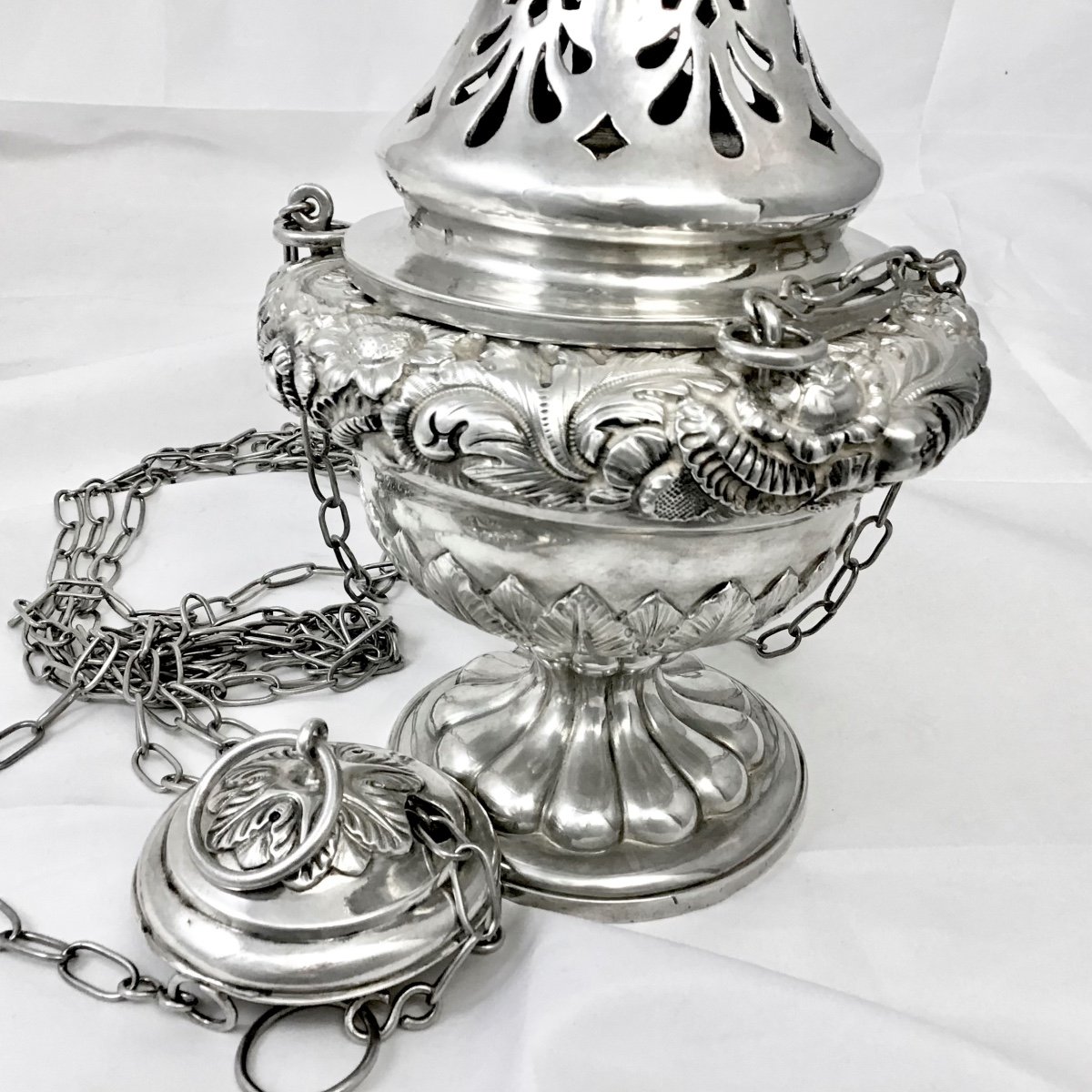 Brussels 1840-1860, Sterling Silver, Censer, Louis Wolfers-photo-4