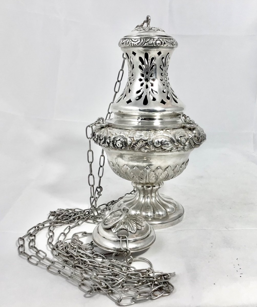 Brussels 1840-1860, Sterling Silver, Censer, Louis Wolfers-photo-6