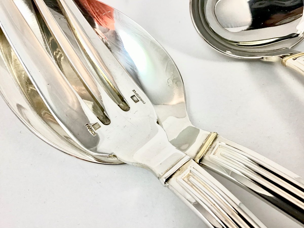 Aria Gold, Christofle, 6 Serving Cutlery, Aria Gold Rings-photo-3