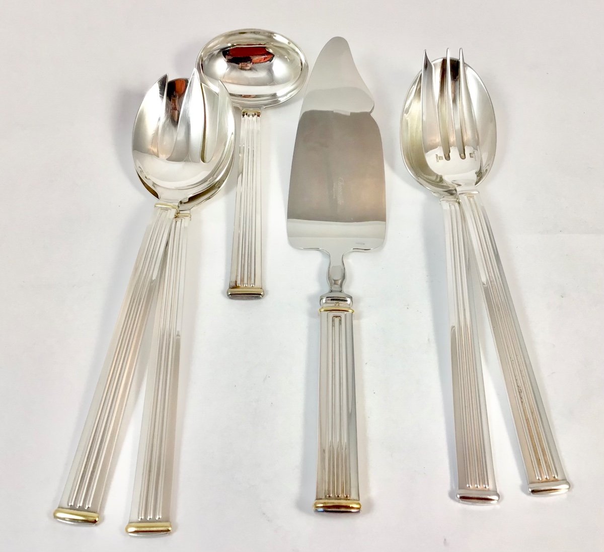 Aria Gold, Christofle, 6 Serving Cutlery, Aria Gold Rings