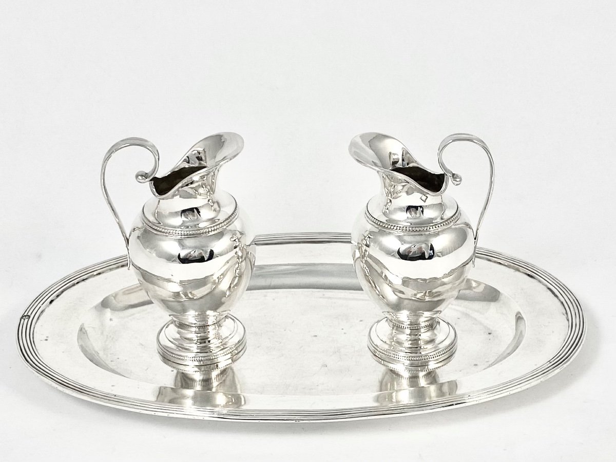 Mass Cruets On Their Tray, Solid Silver, Belgium Circa 1831-1850, Ampullae