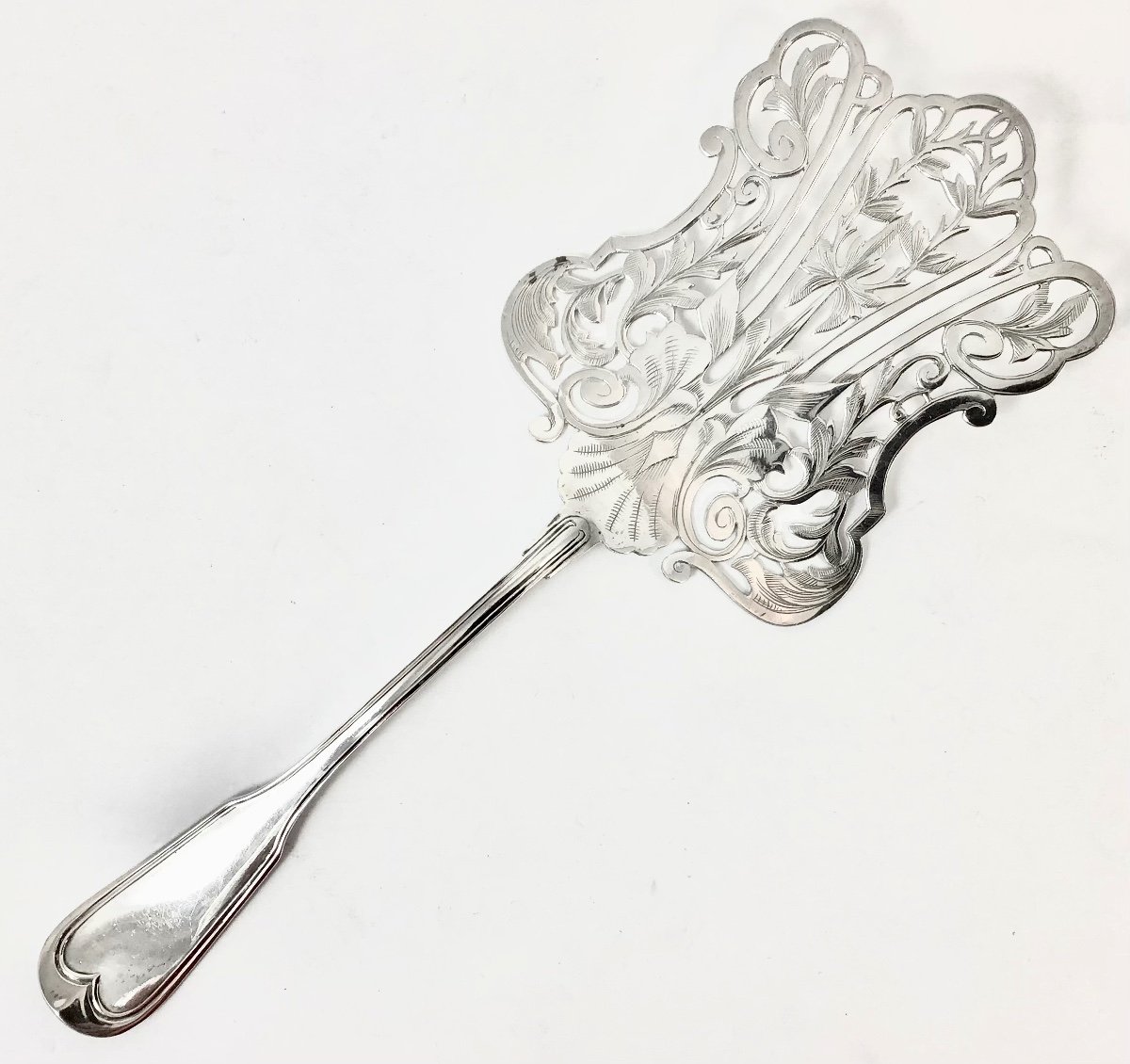 Asparagus Shovel, Sterling Silver, Fillet, Wolfers Brussels, 1880-1900-photo-3