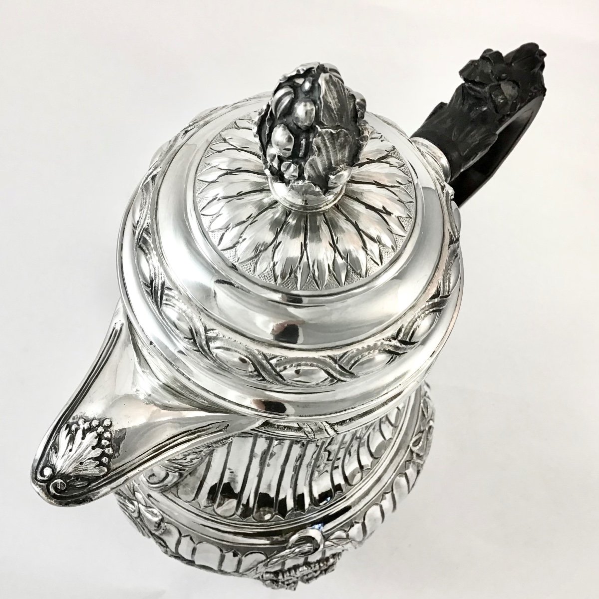 Brussels 1783, Tripod Coffee Pot, Solid Silver, Henricus Millé, Louis XVI-photo-3