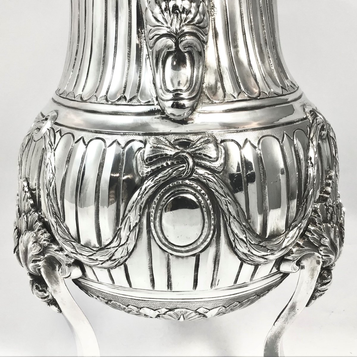 Brussels 1783, Tripod Coffee Pot, Solid Silver, Henricus Millé, Louis XVI-photo-4