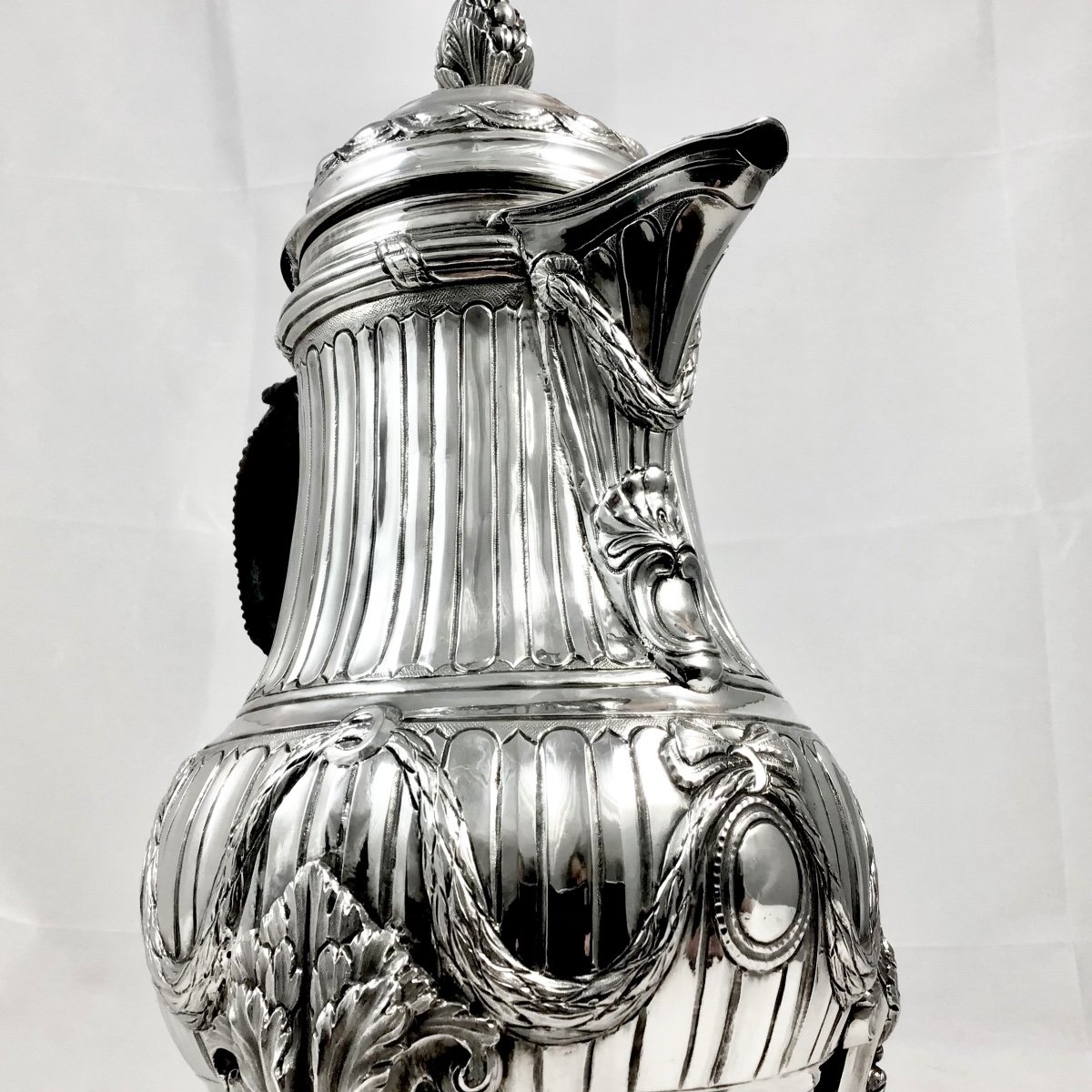 Brussels 1783, Tripod Coffee Pot, Solid Silver, Henricus Millé, Louis XVI-photo-1