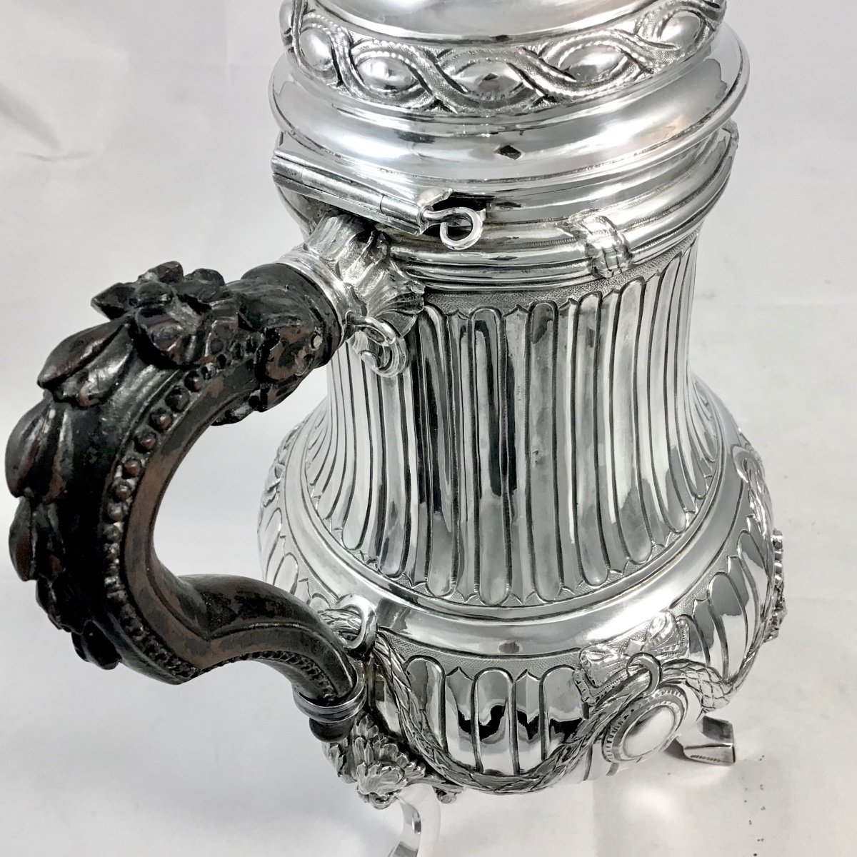 Brussels 1783, Tripod Coffee Pot, Solid Silver, Henricus Millé, Louis XVI-photo-5