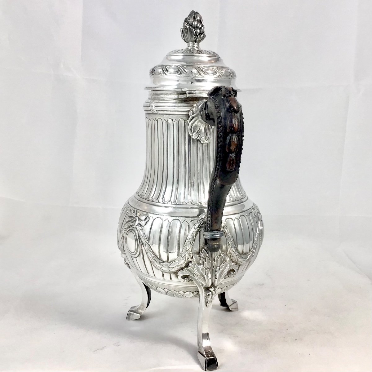 Brussels 1783, Tripod Coffee Pot, Solid Silver, Henricus Millé, Louis XVI-photo-6